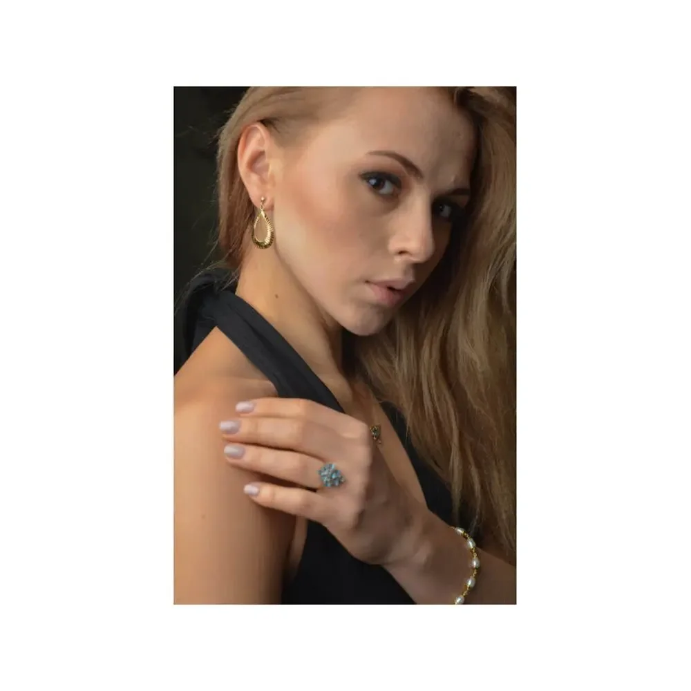 925 Sterling Silver Gold Plated Stud Earrings - Picture 4 of 7